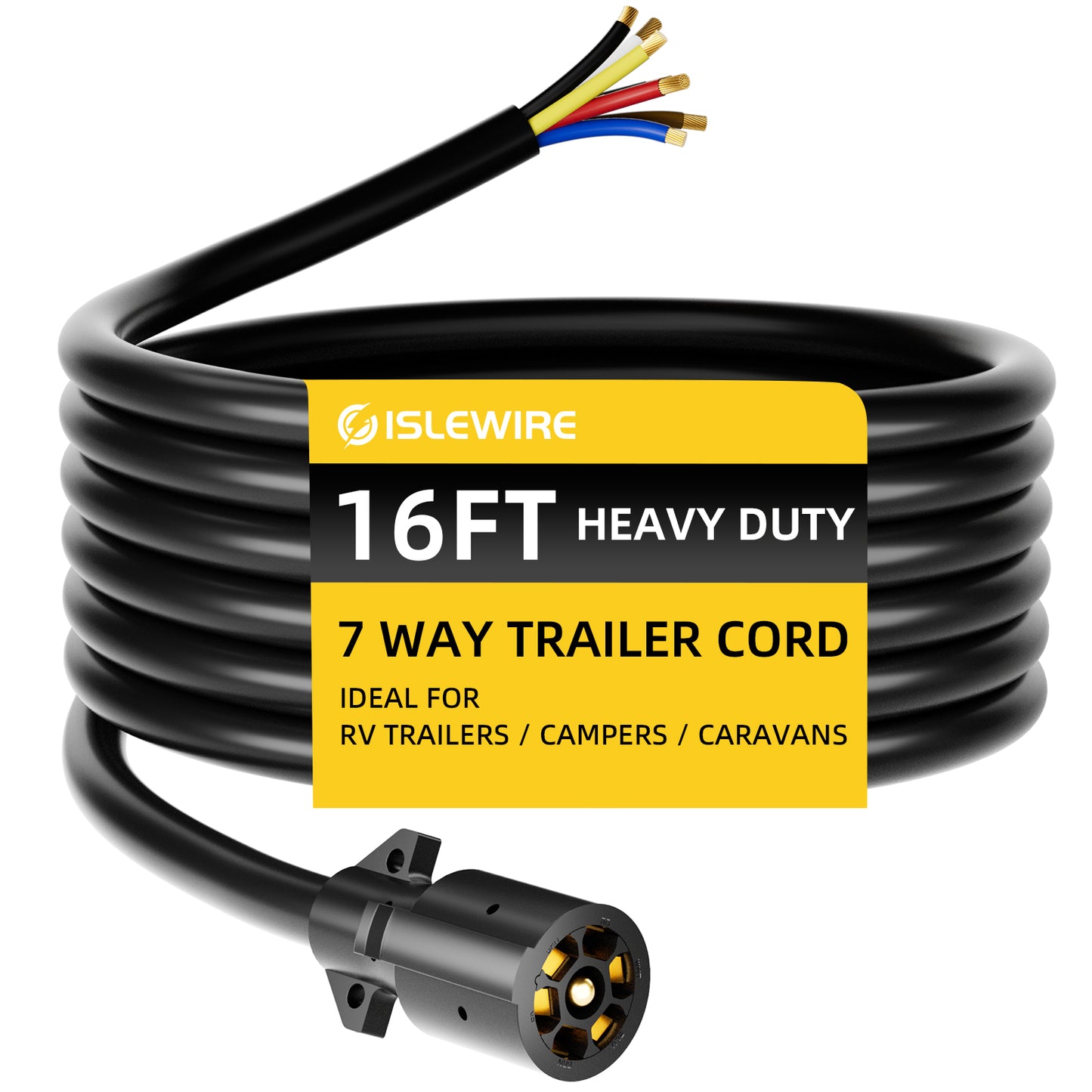 7 Way Trailer Cord RV Blade Trailer Side Replacement Molded Cable Wire