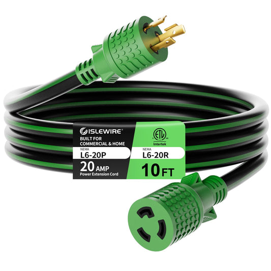L6-20 Extension Cord 25FT, 20 Amp 250V 5000W, NEMA L6-20P to L6-20R Twist-Lock Power Cord, 12AWG/3 Heavy Duty SJTW, ETL Listed 20 Amp Extension Cord for Workshop, Industrial & Data Center Use