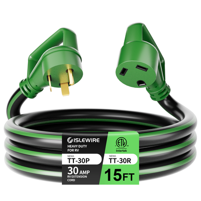 30 Amp NEMA TT-30 RV Extension Cord Heavy Duty with Grip Handle