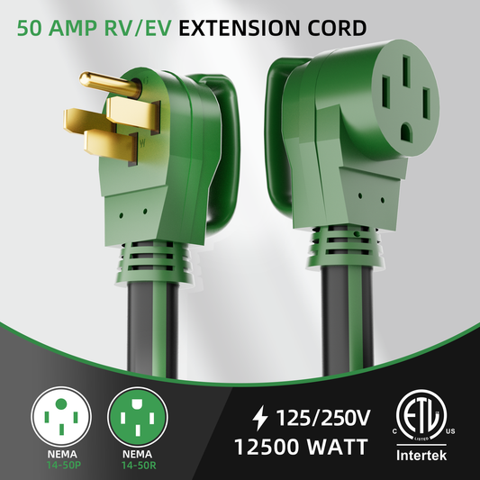 50 Amp NEMA 14-50 RV/EV Extension Cord with Grip Handle