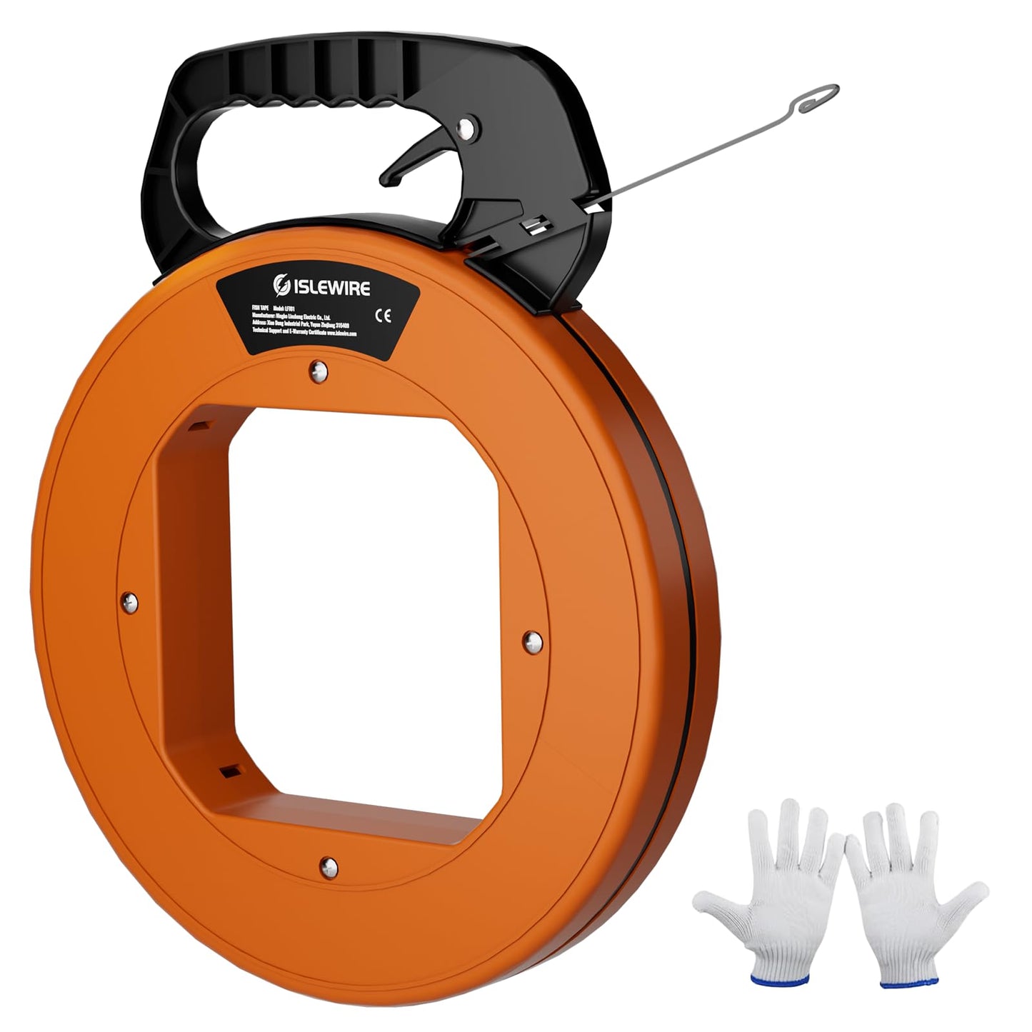 240 ft Electrical Fish Tape, 1/8-Inch Steel Wire Puller with Formed Hook, Easy-to-Use Cable Puller Tool with Ergonomic Handle & Durable Housing for Walls and Electrical Conduit