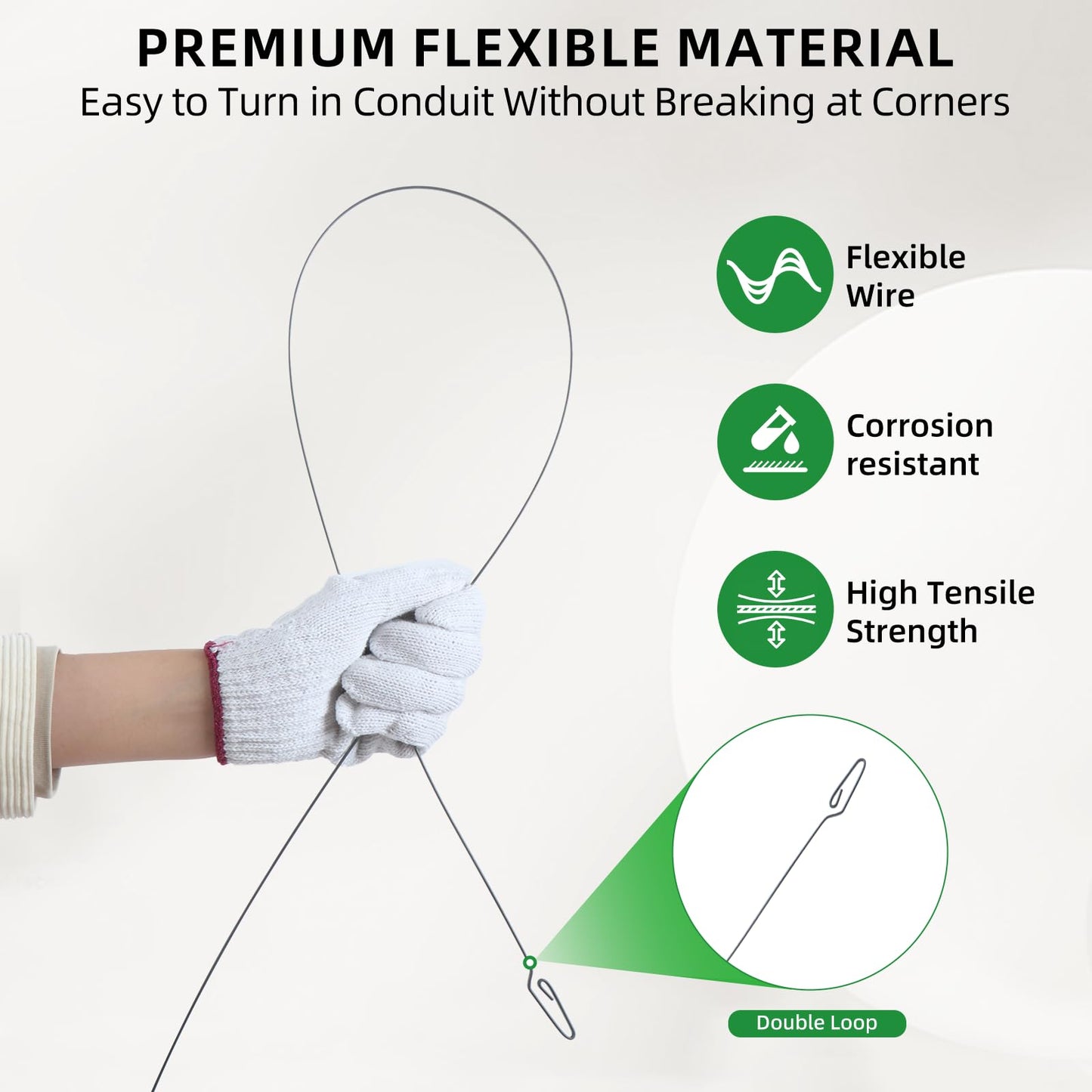 240 ft Electrical Fish Tape, 1/8-Inch Steel Wire Puller with Formed Hook, Easy-to-Use Cable Puller Tool with Ergonomic Handle & Durable Housing for Walls and Electrical Conduit