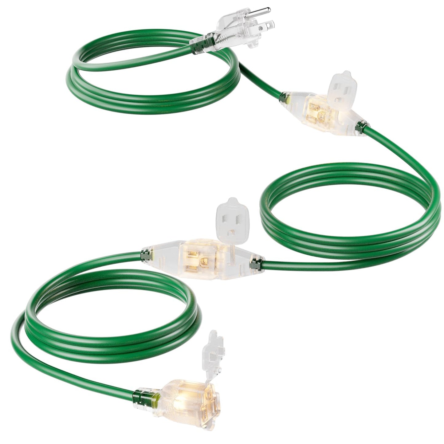 Christmas 25 FT Outdoor Extension Cord with Multiple Outlets, 3 Evenly Spaced Outlets with Indicator Lights, 16/3 SJTW Weatherproof Power Cord Outdoor for Christmas, Halloween, Holiday Decorations