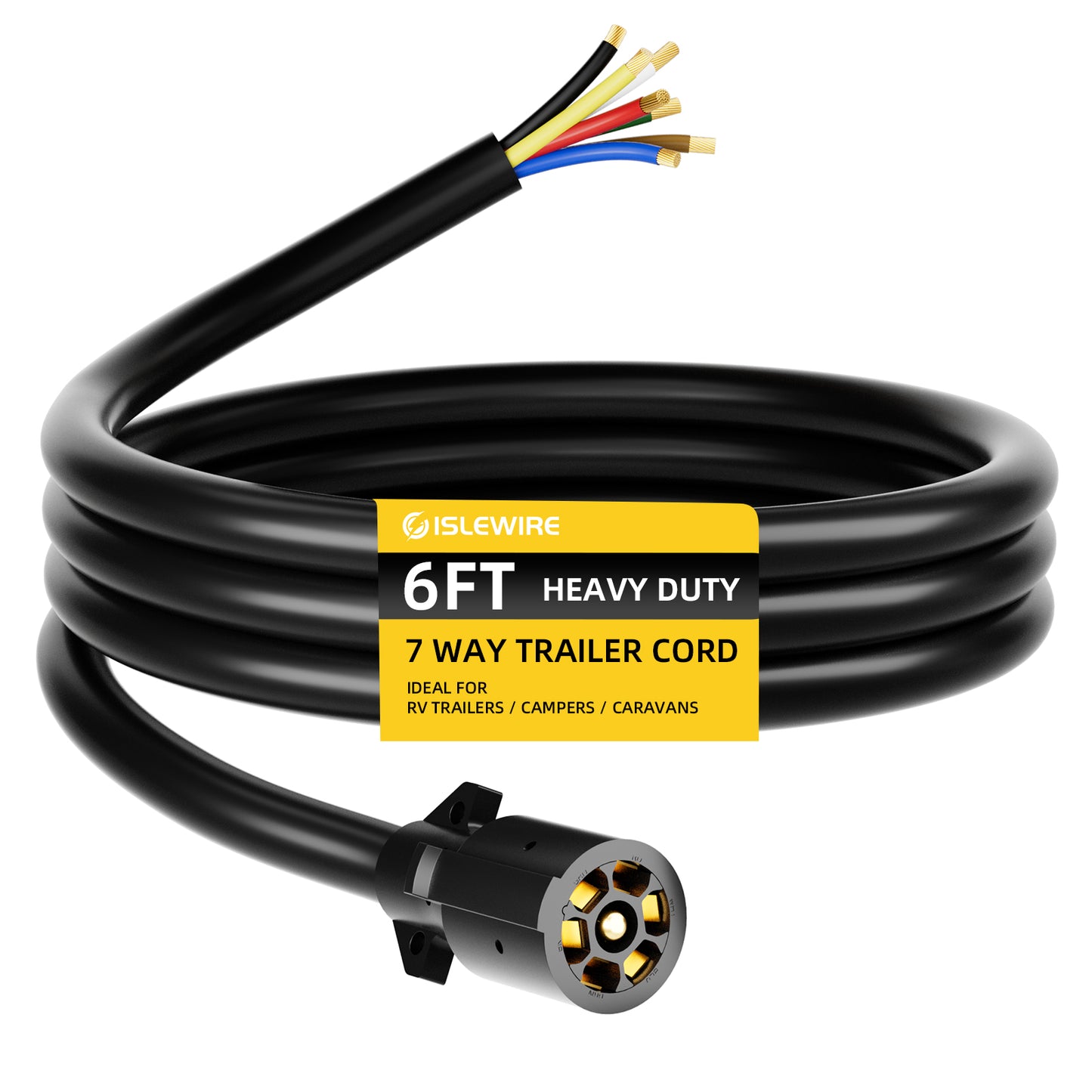 7 Way Trailer Cord RV Blade Trailer Side Replacement Molded Cable Wire