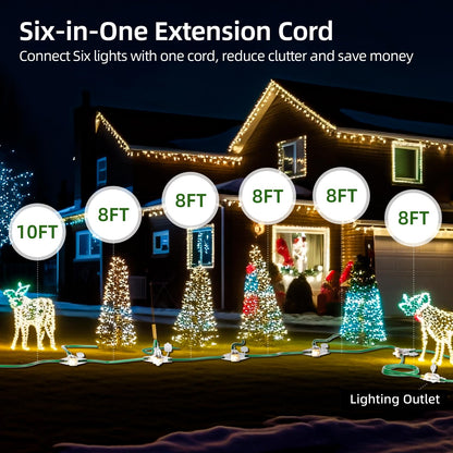 Christmas 25 FT Outdoor Extension Cord with Multiple Outlets, 3 Evenly Spaced Outlets with Indicator Lights, 16/3 SJTW Weatherproof Power Cord Outdoor for Christmas, Halloween, Holiday Decorations