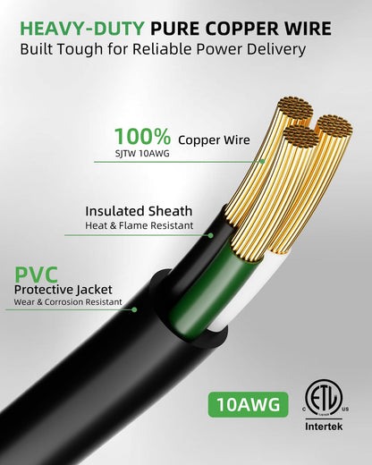 islewire 25ft 250V Welder Extension Cord, 10 Gauge Heavy Duty Outdoor Welding Cord with LED Indicator, NEMA 6-50P to 6-50R, 30 Amp 3 Prong Power Extension for Welding Machines, 10 AWG SJTW, Black