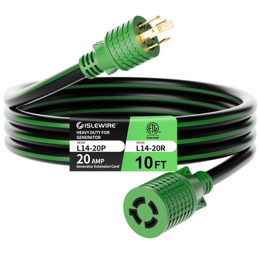 25FT NEMA L14-20 Generator Extension Cord, L14-20P to L14-20R 4-Prong Twist Lock Power Cord, 20 Amp, 125/250V, 2500/5000 Watts, Heavy Duty 12/4 SJTW for Portable Generators, Power Outage, ETL Listed