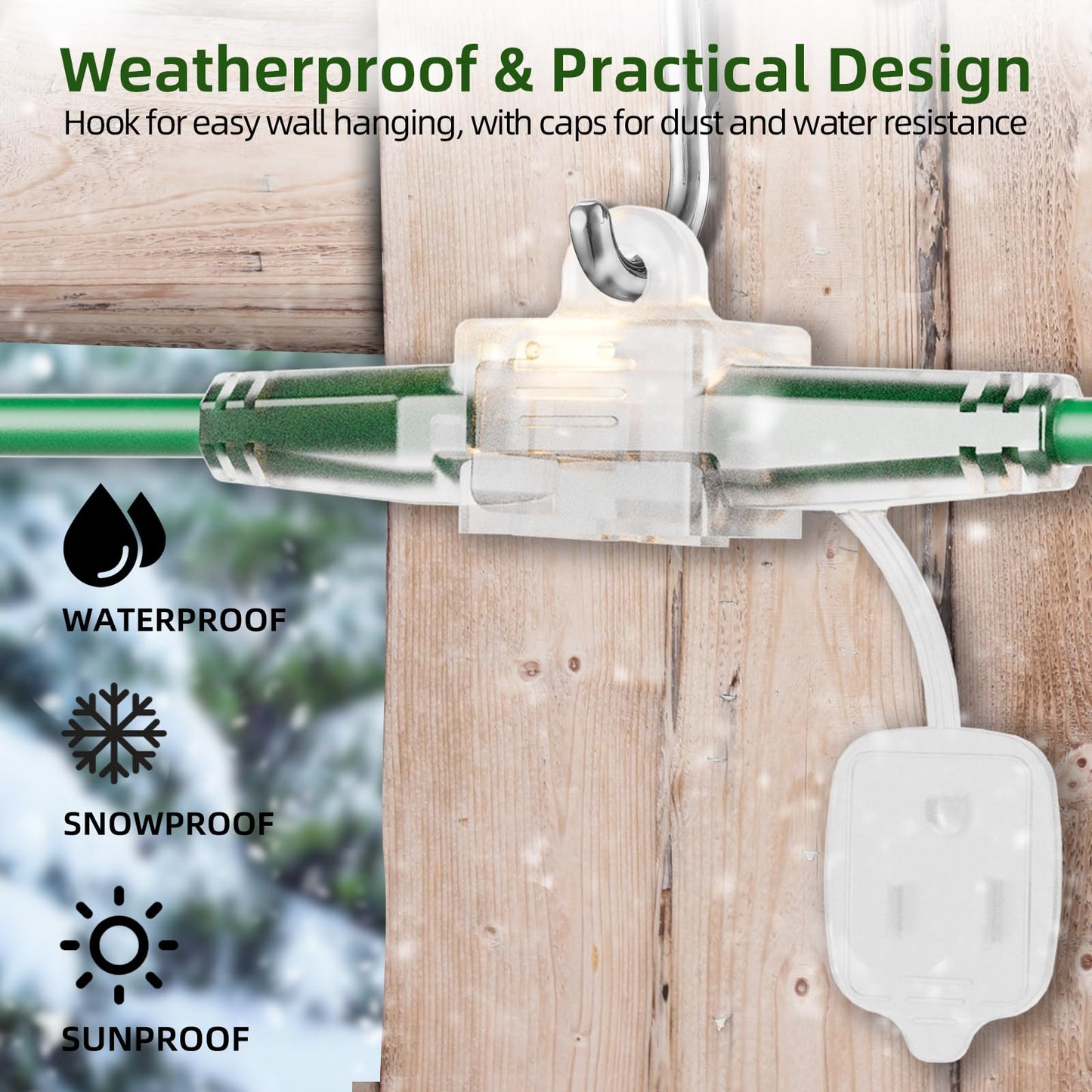 Christmas 25 FT Outdoor Extension Cord with Multiple Outlets, 3 Evenly Spaced Outlets with Indicator Lights, 16/3 SJTW Weatherproof Power Cord Outdoor for Christmas, Halloween, Holiday Decorations
