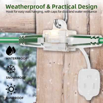 Christmas 25 FT Outdoor Extension Cord with Multiple Outlets, 3 Evenly Spaced Outlets with Indicator Lights, 16/3 SJTW Weatherproof Power Cord Outdoor for Christmas, Halloween, Holiday Decorations