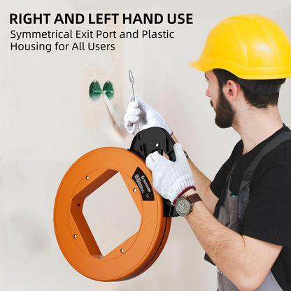 240 ft Electrical Fish Tape, 1/8-Inch Steel Wire Puller with Formed Hook, Easy-to-Use Cable Puller Tool with Ergonomic Handle & Durable Housing for Walls and Electrical Conduit