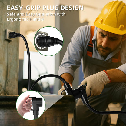 10FT Welder Adapter Extension Cord, NEMA L14-30P to 6-50R, 30 Amp 4-Prong to 3-Prong Generator to Welder Plug, 10AWG Heavy Duty STW, 240V Welding Power Cord with Handle and LED Indicator