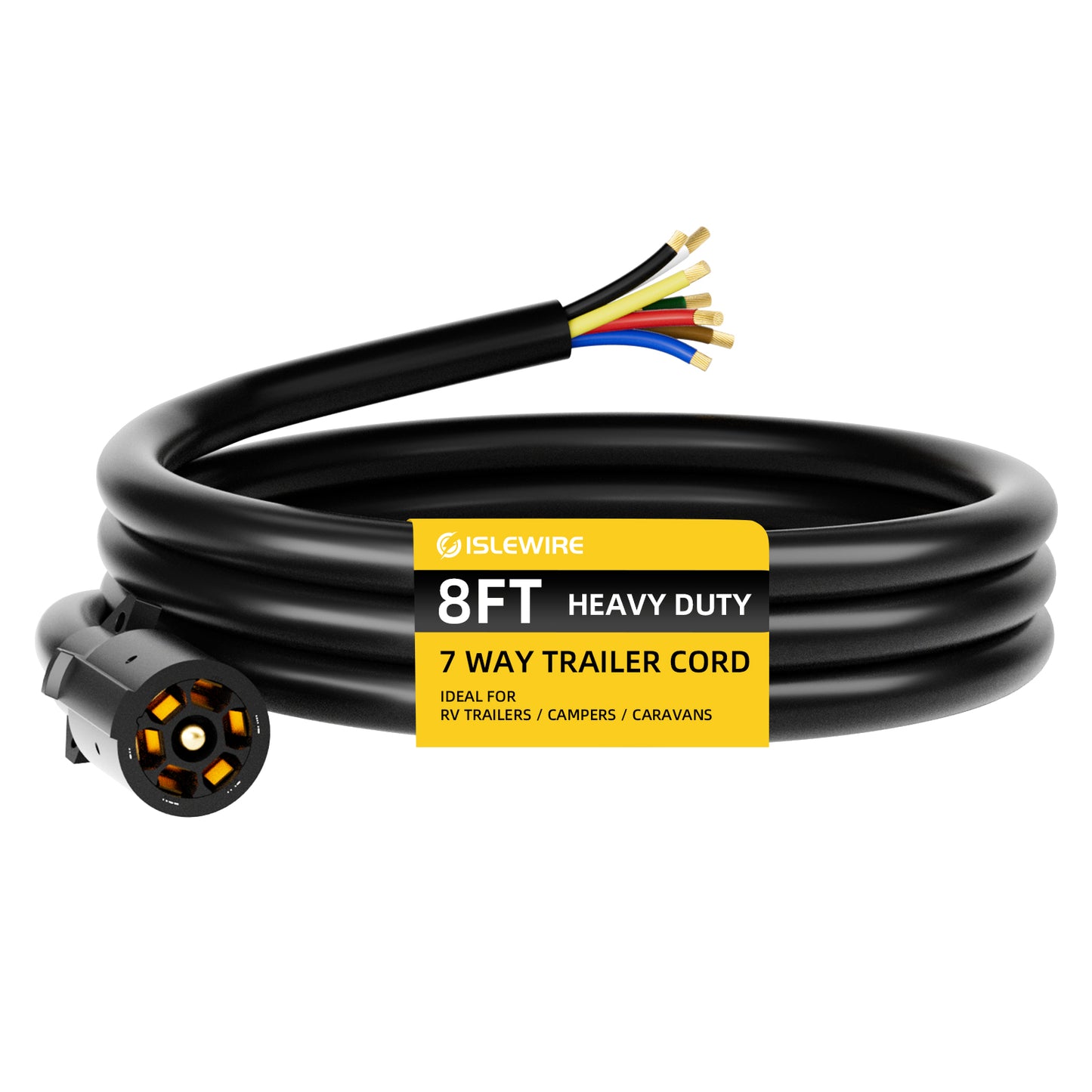 7 Way Trailer Cord RV Blade Trailer Side Replacement Molded Cable Wire